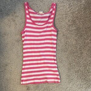 Striped Pink and White Tank Top